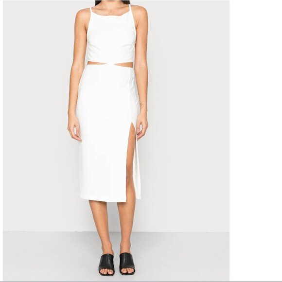 Abercrombie & Fitch White Midi Dress With Cutouts And Slit Size XSP - Picture 1 of 10